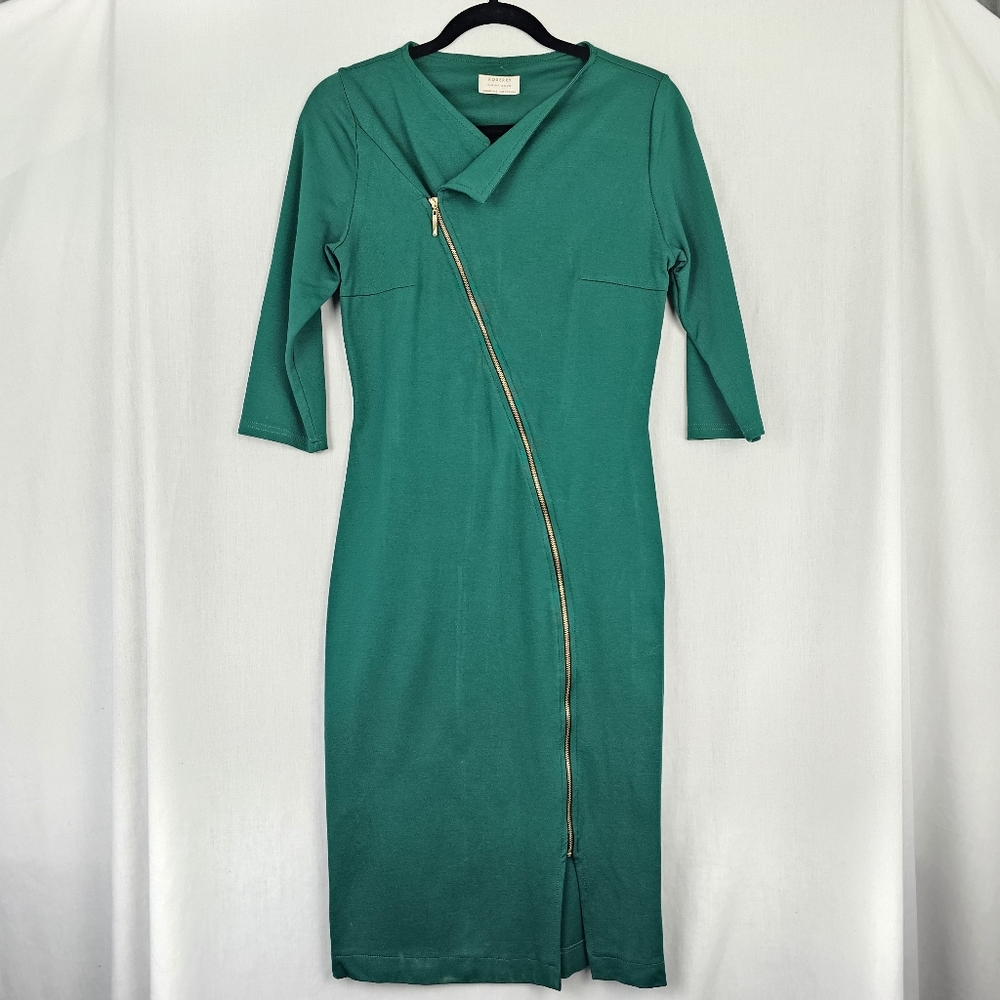 Roserry Chelsea Zipped Jersey Midi Dress Green Women's Size 8